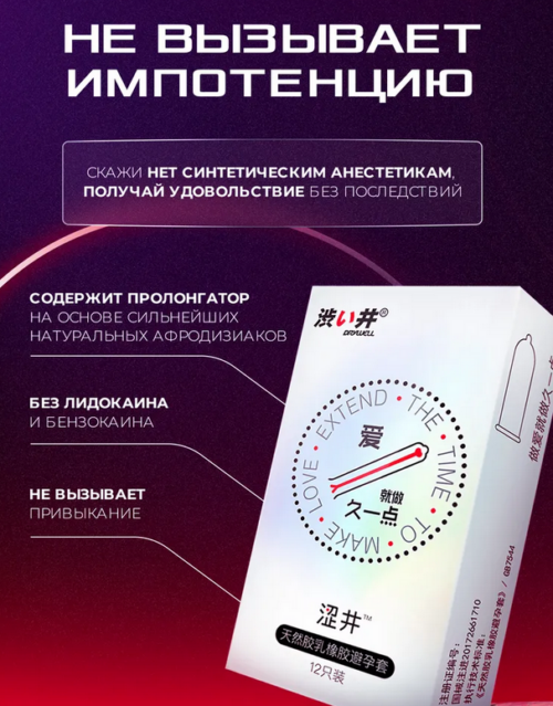 Extend Dry Well 003 12 шт продлевающие тонкие презервативы латекс