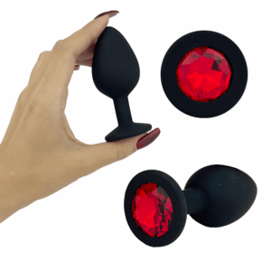 Анни M анальная пробка силиконовая красный камень