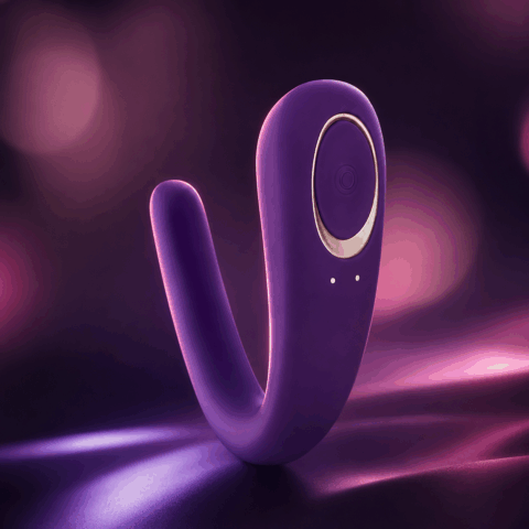 Вибратор для пар Satisfyer Double Joy C-образной формы фиолетовый