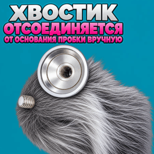 Кита металлическая анальная пробка с съёмным хвостиком